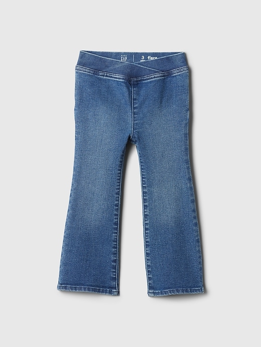1 of 8 showing, with the color medium wash of product Baby & Toddler Crossover Flare Jeggings