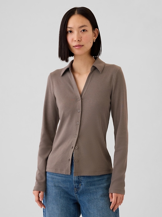 1 of 8 showing, with the color Plymouth rock brown of product Modern Button-Down Shirt