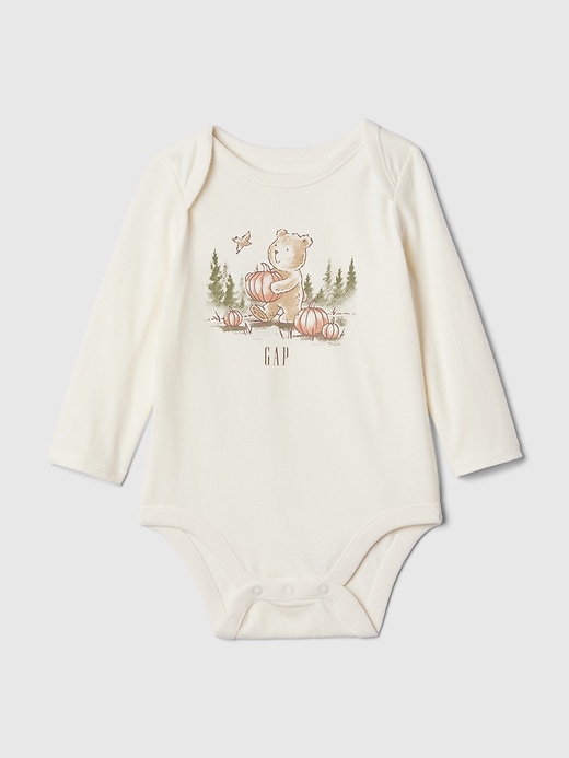 1 of 8 showing, with the color ivory frost pumpkin of product Baby First Favorites Organic Cotton Bodysuit