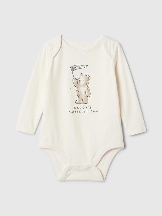 1 of 8 showing, with the color ivory frost dad of product Baby First Favorites Organic Cotton Bodysuit