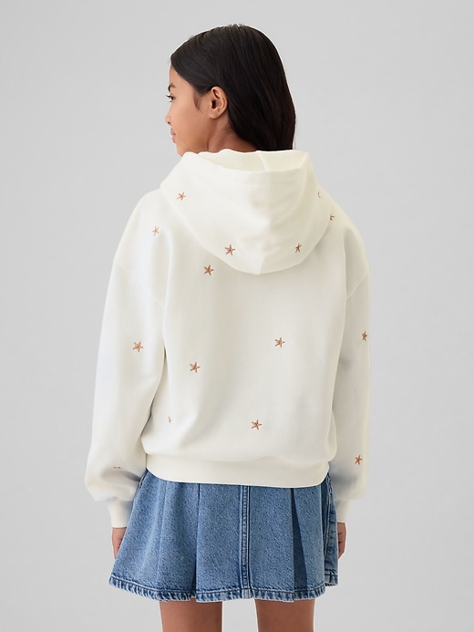 2 of 8 showing, with the color new off white of product Gap × American Girl Kids VintageSoft Logo Hoodie