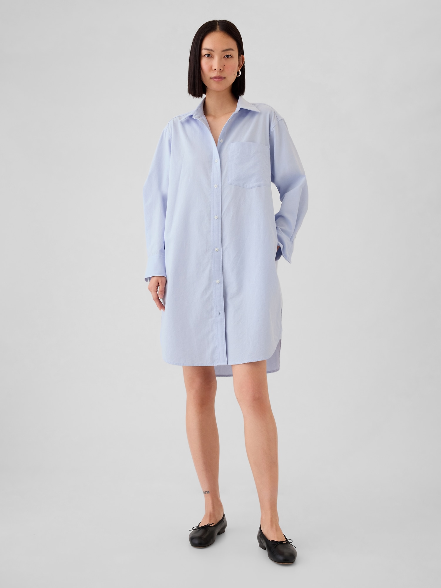 Organic Cotton Oxford Mini Shirtdress Gap