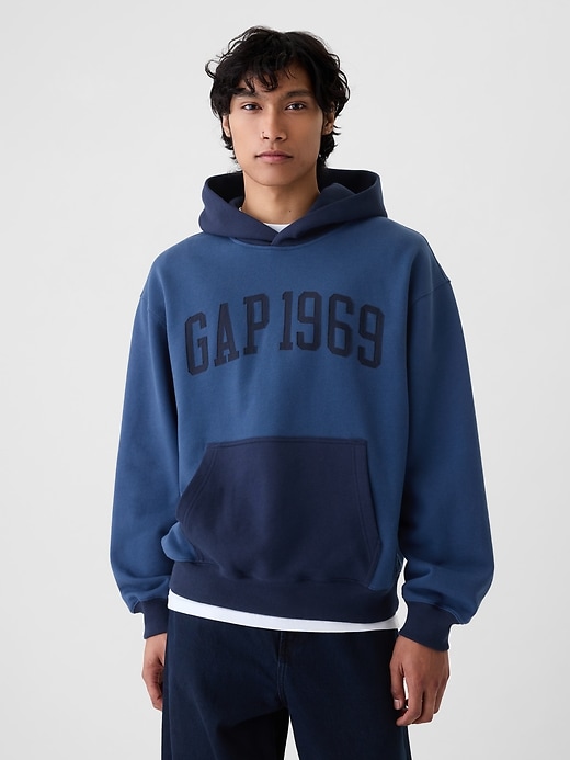 1 of 8 showing, with the color night sky of product Heavyweight 1969 Logo Colorblock Hoodie