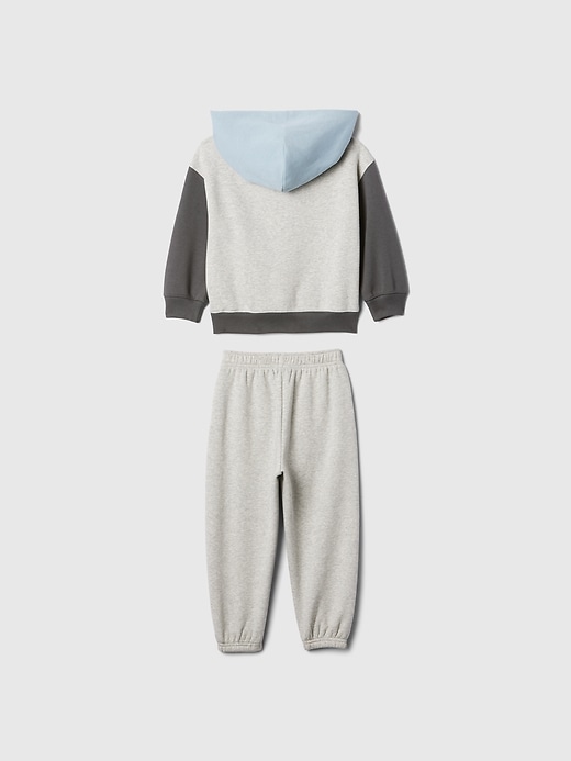 2 of 8 showing, with the color light heather grey of product Baby & Toddler Colorblock Relaxed Hoodie Sweat Set