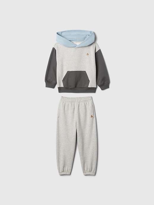 1 of 8 showing, with the color light heather grey of product Baby & Toddler Colorblock Relaxed Hoodie Sweat Set