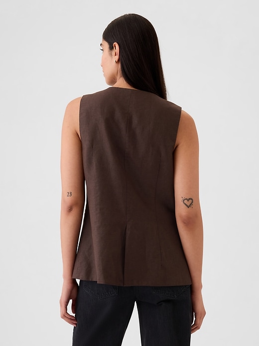 2 of 8 showing, with the color terra brown of product Linen-Cotton Longline Vest