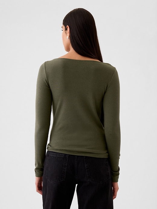 2 of 8 showing, with the color olive green of product Modern Boatneck T-Shirt
