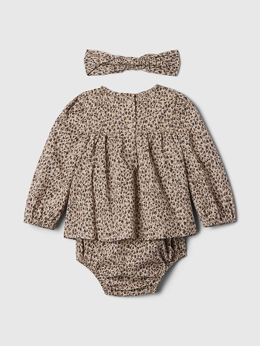 2 of 8 showing, with the color quail brown of product Baby Leopard Bodysuit Dress