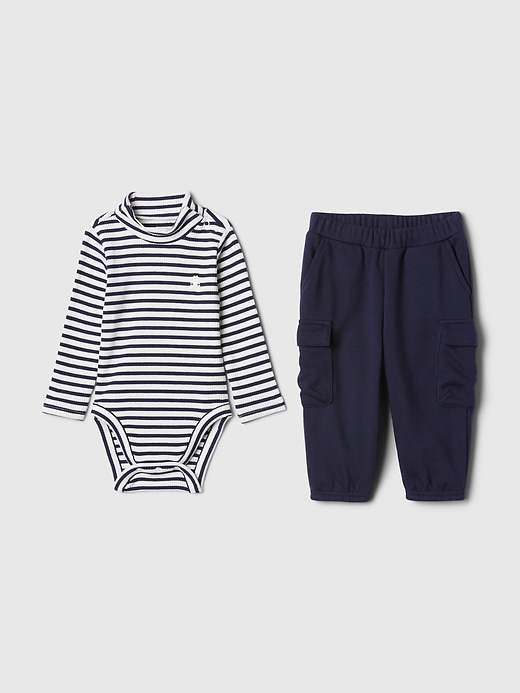 1 of 8 showing, with the color dark night blue of product Baby Two-Piece Outfit Set