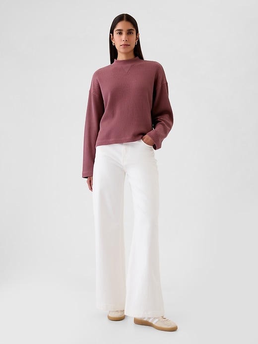 Oversized Mockneck Waffle T-Shirt | Gap