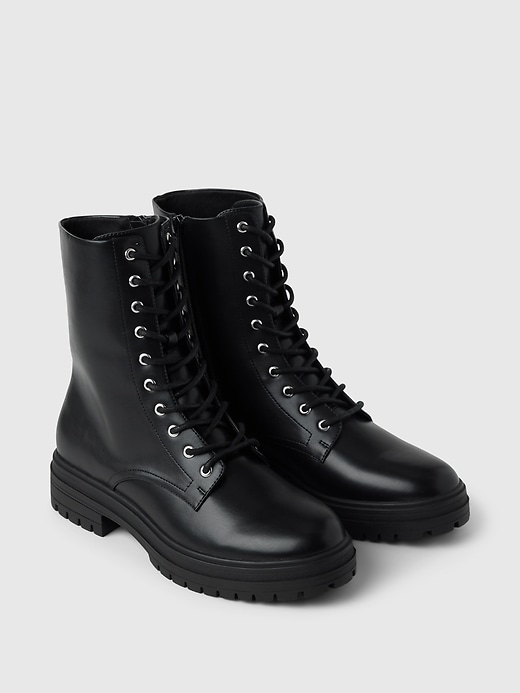 2 of 8 showing, with the color True black of product Vegan Leather Moto Boots