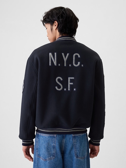 2 of 8 showing, with the color NAVY UNIFORM of product Wool Bomber Jacket