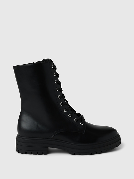 1 of 8 showing, with the color True black of product Vegan Leather Moto Boots