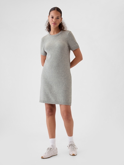 1 of 8 showing, with the color heather grey of product CashSoft Mini Sweater Dress