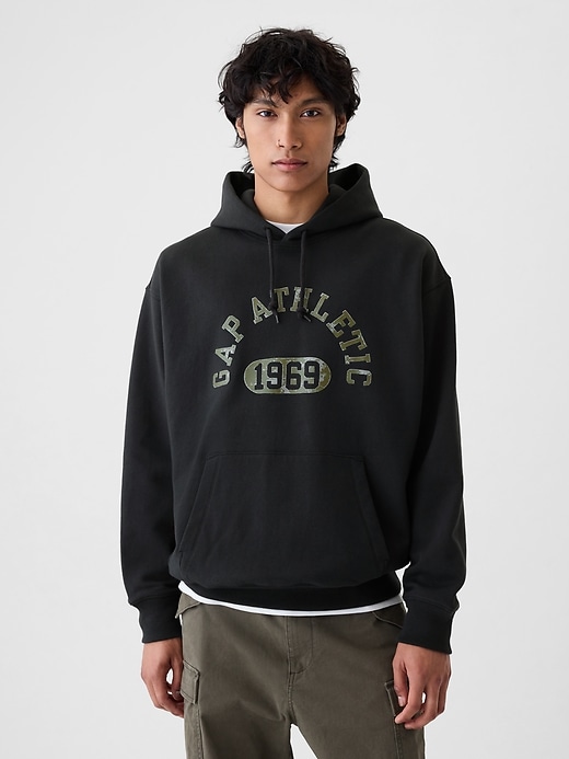 1 of 8 showing, with the color Black of product Heavyweight 1969 Athletic Logo Hoodie
