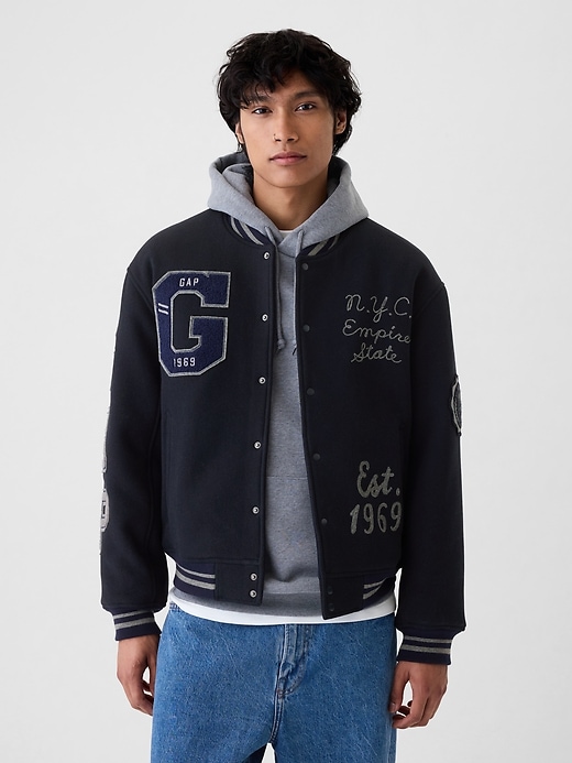 1 of 8 showing, with the color NAVY UNIFORM of product Wool Bomber Jacket