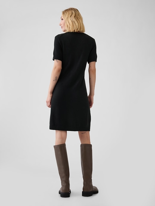 2 of 8 showing, with the color black of product CashSoft Mini Sweater Dress