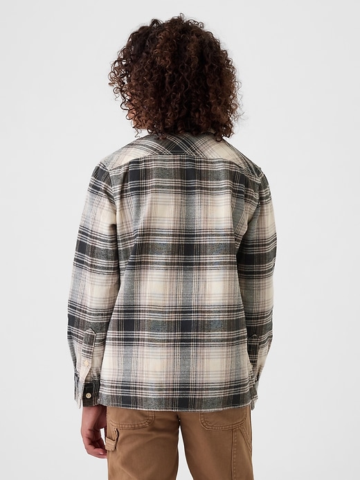 2 of 8 showing, with the color ivory plaid of product Kids Organic Cotton Flannel Shirt