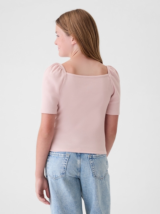 2 of 8 showing, with the color primitive pink of product Kids Sweetheart Puff-Sleeve Top