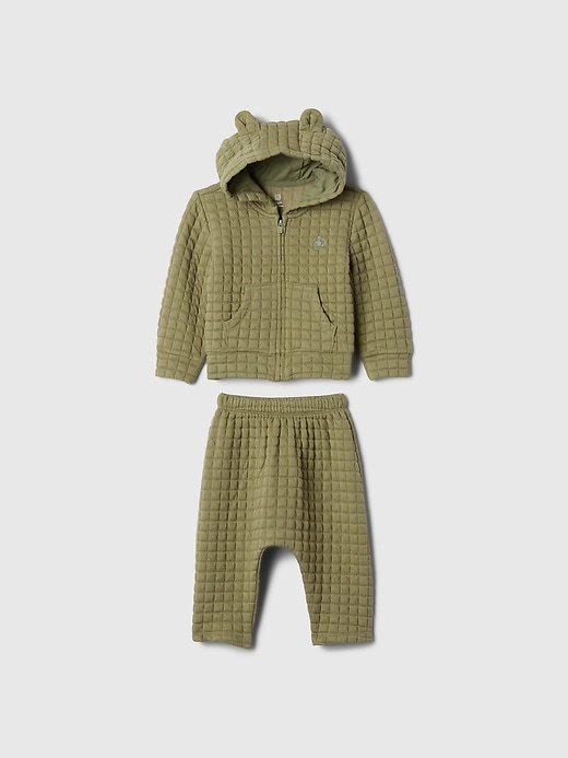 1 of 8 showing, with the color walden green of product Baby Quilted Outfit Set