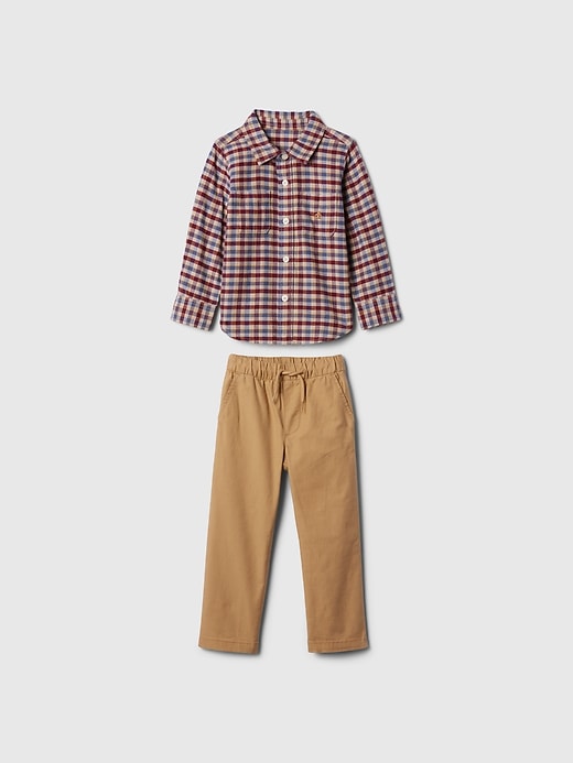 1 of 8 showing, with the color red delicious of product Baby & Toddler Flannel Outfit Set