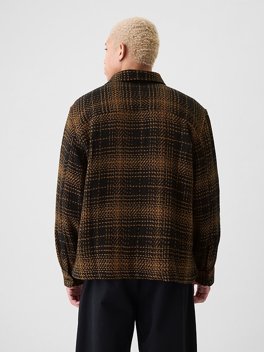 2 of 8 showing, with the color BROWN BLACK PLAID of product Relaxed Textured Twill Shirt