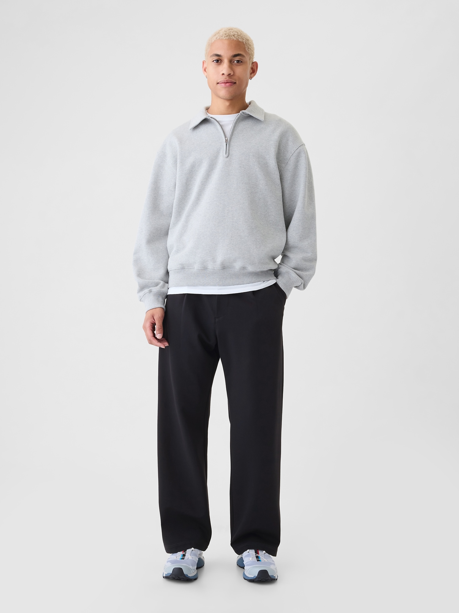 Gap 365 Brushed Twill Pleated Trousers In Blue