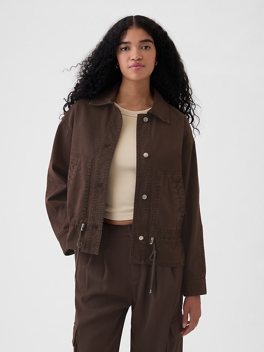 1 of 8 showing, with the color terra brown of product Twill Utility Jacket