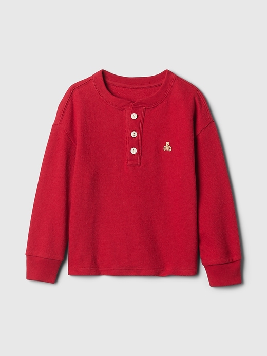 1 of 8 showing, with the color sled red of product Baby & Toddler Henley Shirt