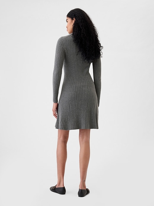2 of 8 showing, with the color charcoal grey of product CashSoft Polo Sweater Mini Dress