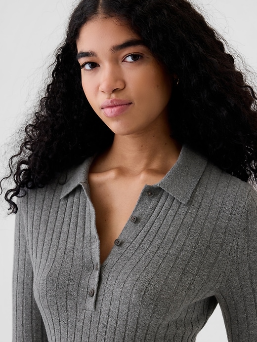 Image number 4 showing, CashSoft Polo Sweater Mini Dress