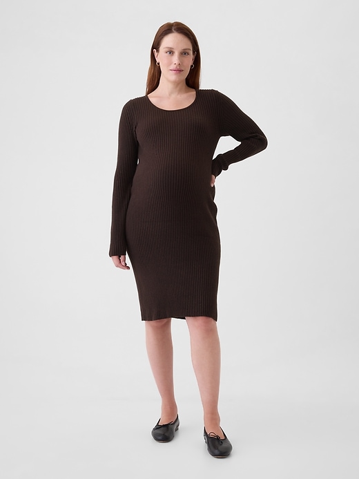 Image number 1 showing, Maternity CashSoft Rib Midi Sweater Dress