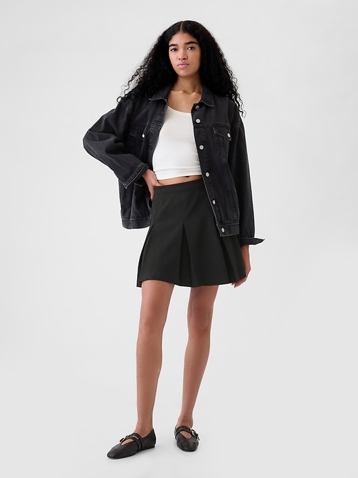 1 of 8 showing, with the color black of product Pleated Mini Skirt