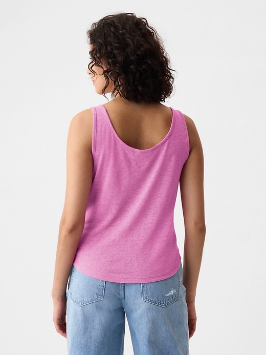 2 of 8 showing, with the color purple lilac of product Linen-Blend Henley Tank Top