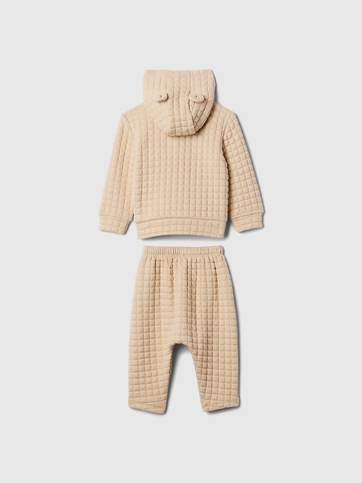 2 of 8 showing, with the color bedrock beige of product Baby Quilted Outfit Set