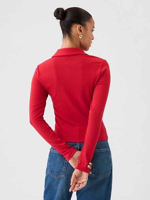 2 of 8 showing, with the color modern red of product Modern Rib Zipper Shirt