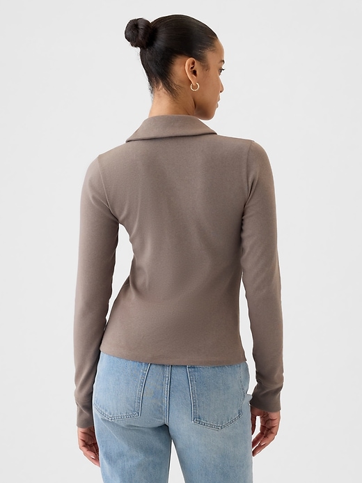 2 of 8 showing, with the color plymouth rock brown of product Modern Polo Crop Shirt