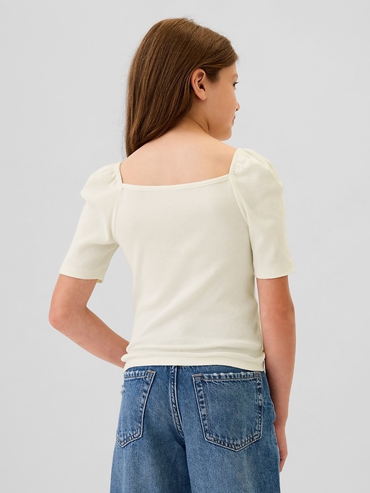 2 of 8 showing, with the color ivory frost of product Kids Sweetheart Puff-Sleeve Top