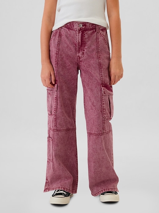 2 of 8 showing, with the color Beet red of product Kids Low Rise Stride Baggy Cargo Jeans