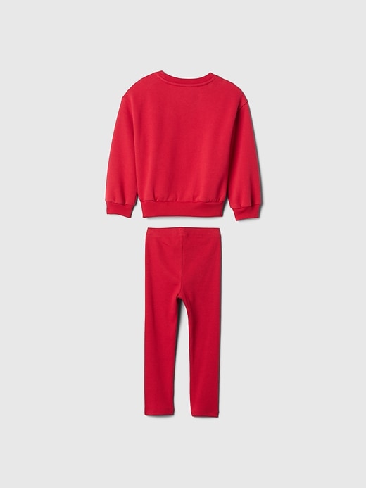 2 of 8 showing, with the color modern red logo of product Baby & Toddler VintageSoft Logo Sweatshirt Set