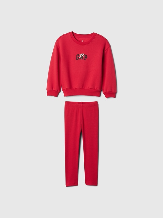 1 of 8 showing, with the color modern red logo of product Baby & Toddler VintageSoft Logo Sweatshirt Set