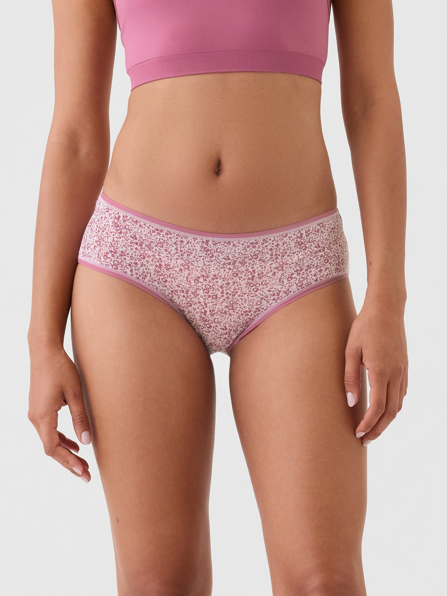Organic Stretch Cotton Hipster - Pink Ditsy Floral