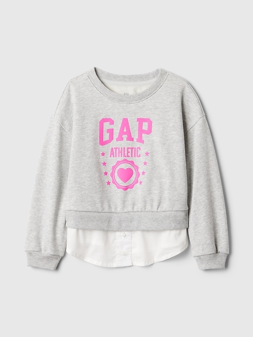 1 of 8 showing, with the color heather grey of product Baby & Toddler Vintage Soft Layered Logo Sweatshirt