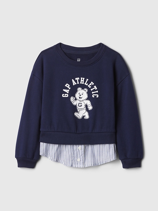 1 of 8 showing, with the color navy uniform blue of product Baby & Toddler Vintage Soft Layered Logo Sweatshirt