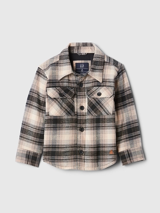 1 of 8 showing, with the color french vanilla of product Baby & Toddler Organic Cotton Flannel Shirt Jacket