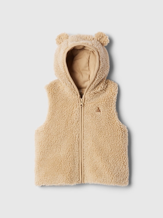 1 of 8 showing, with the color travertine brown of product Baby Sherpa Bear Vest
