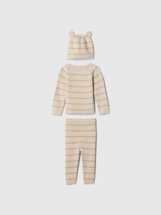 2 of 8 showing, with the color Bedrock beige of product Baby Wrap Sweater Outfit Set