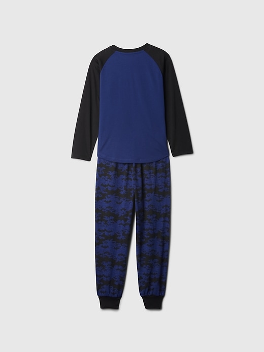 2 of 8 showing, with the color batman of product GapKids &#124 DC Recycled Batman PJ Joggers Set