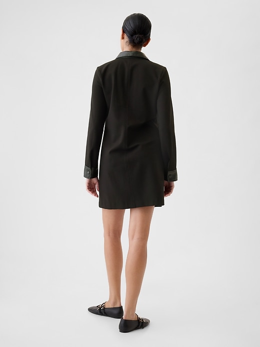 2 of 8 showing, with the color black of product Vegan Leather Shift Mini Dress