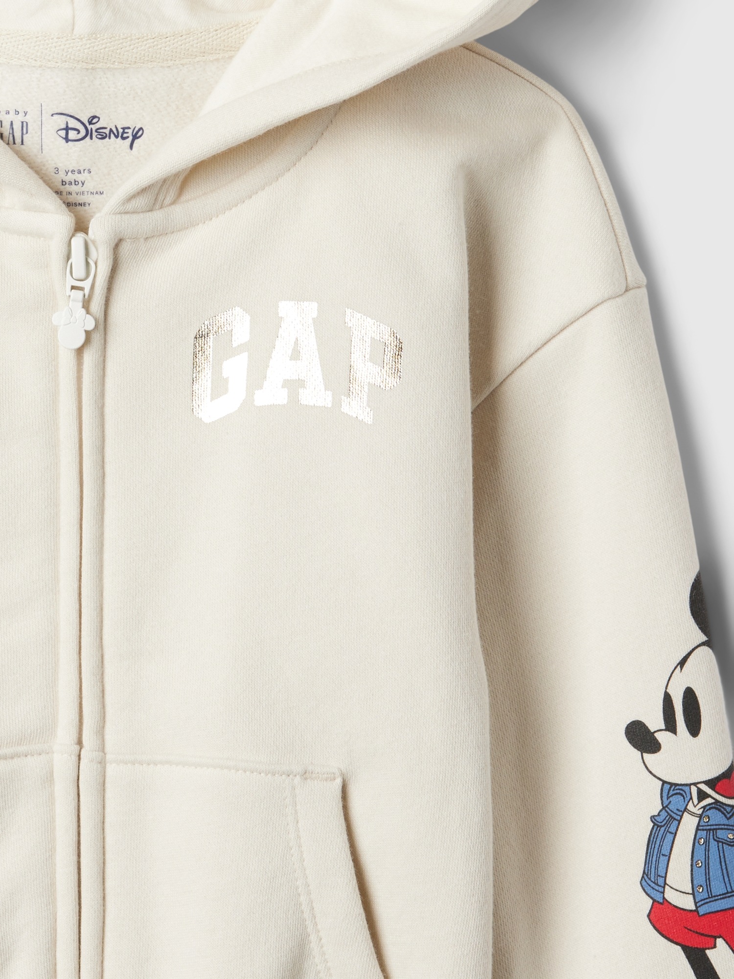 Детское худи Gap × Disney Baby Minnie Mouse 3D, цвет: Слоновая кость морозный — фото 3